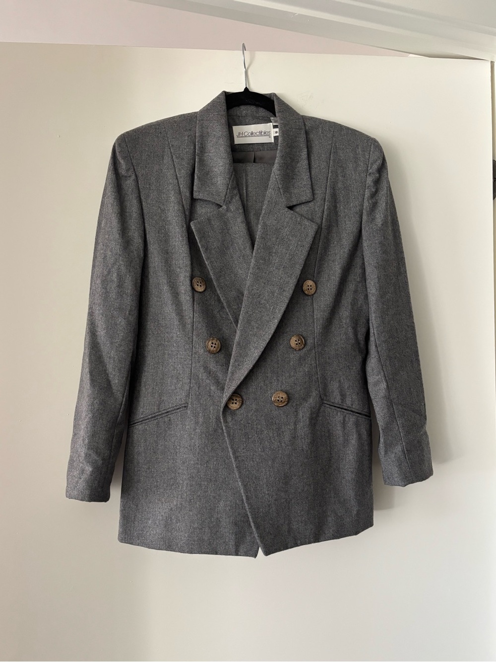 JH Collectibles Double-Breasted Gray Wool Blazer